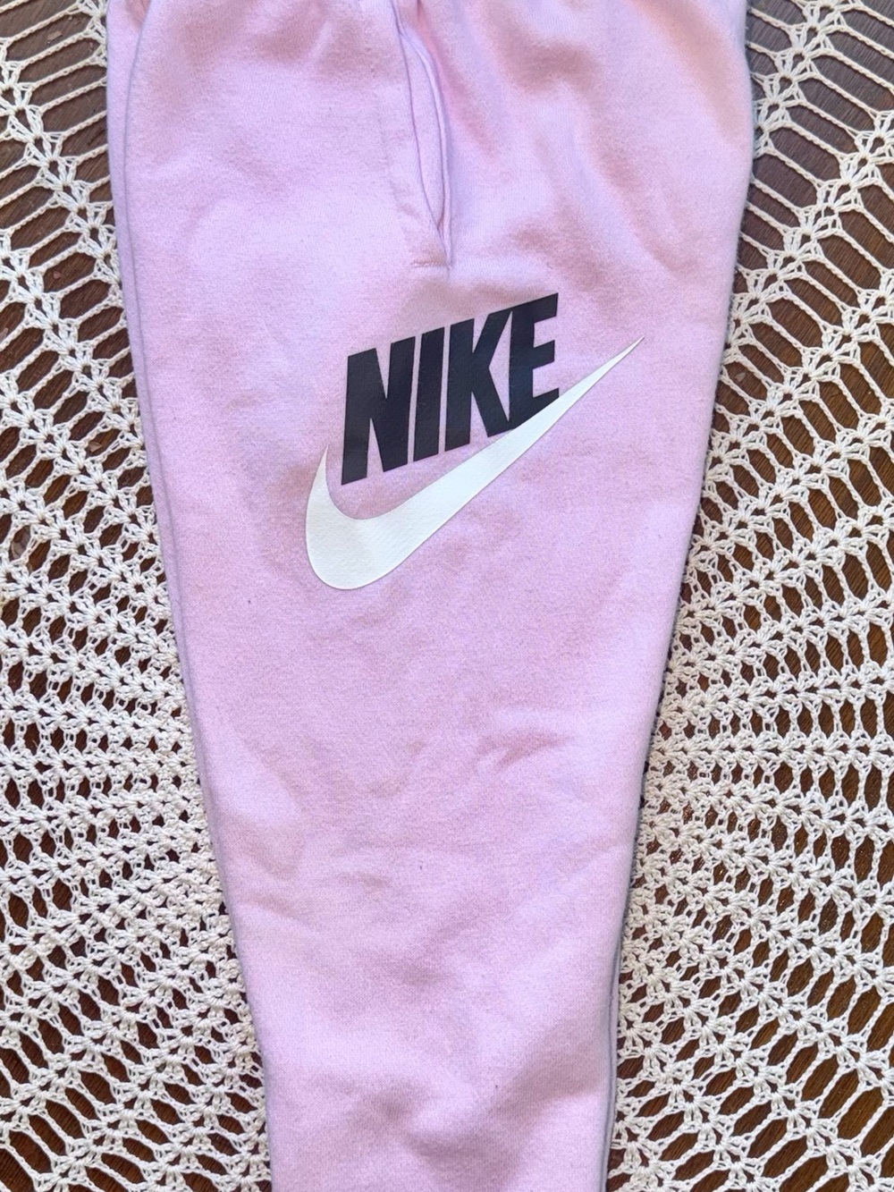Nike Girls Light Pink Jogger Sweatpants with White Swoosh